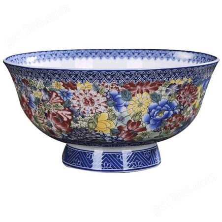 定制家用米饭碗5寸珐琅彩碗 高脚陶瓷碗礼品
