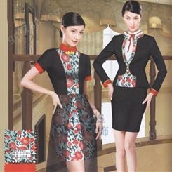 木里县酒店夏季前台工作服黑短裙定做的厂家派登服饰