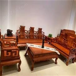 红木家具实木沙发组合 缅甸花梨木木材 八仙桌回收 嘉宏阁