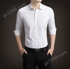 成都短袖衬衣 男士商务休闲修身职场工装衬衣时尚色织布韩版纯色
