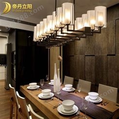 美式餐厅灯 地中海复古餐吊灯定做 吧台饭厅长方形铁艺装饰灯具