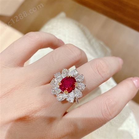 红宝石戒指 培育红宝戒指 宝石戒指 厂家定制