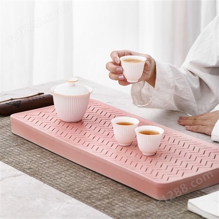 茶盘家用轻奢现代小型沥储水式茶台功夫茶具陶瓷茶盘简约干泡台托