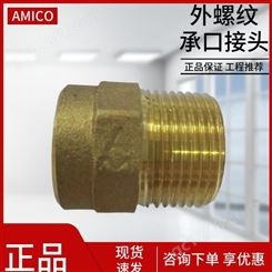 AMICO埃美柯铜管接头黄铜加厚外丝承口焊接铜管用转接直接头15 22